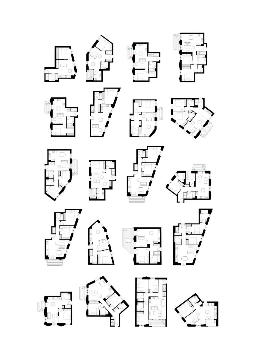 Floor plans of One Ashely Road by Alison Brooks Architects
