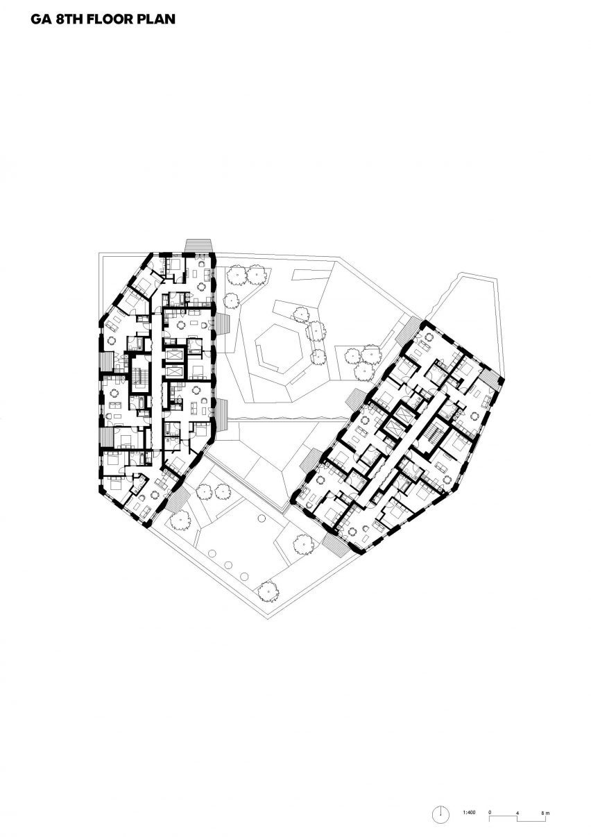 Eighth floor plan of One Ashely Road by Alison Brooks Architects