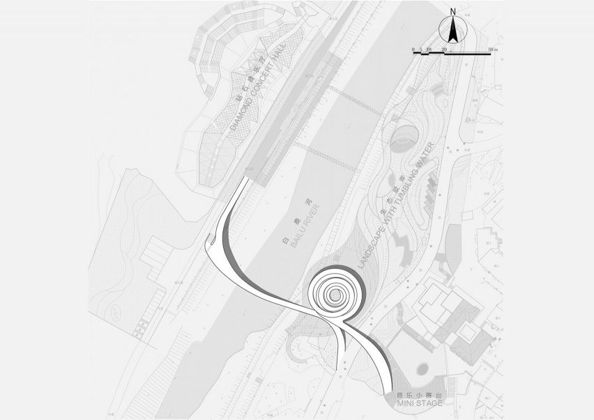 Site plan of G Clef Bridge by ZZHK