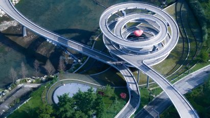 Aerial view of G Clef Bridge by ZZHK