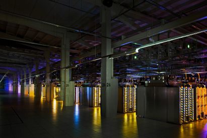 Photo of the server room at Google's data center in Hamina, Finland