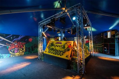 Arrivals stage by Going South, Dialled In and Daytimers at Shangri-La Glastonbury 2024