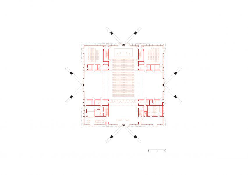 Plan of The Hyparschale Magdeburg refurbishment by GMP Architekten