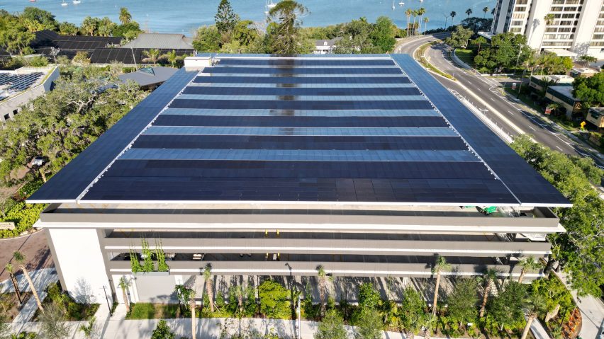 A large solar panel roof
