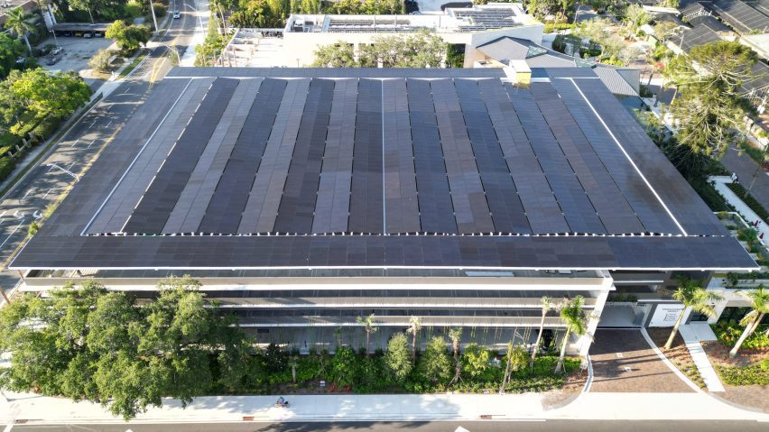 A large solar panel roof