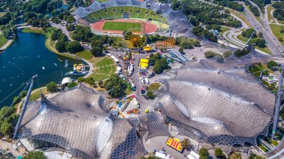 Olympiapark, by Behnisch & Partner and Frei Otto, Munich 1972