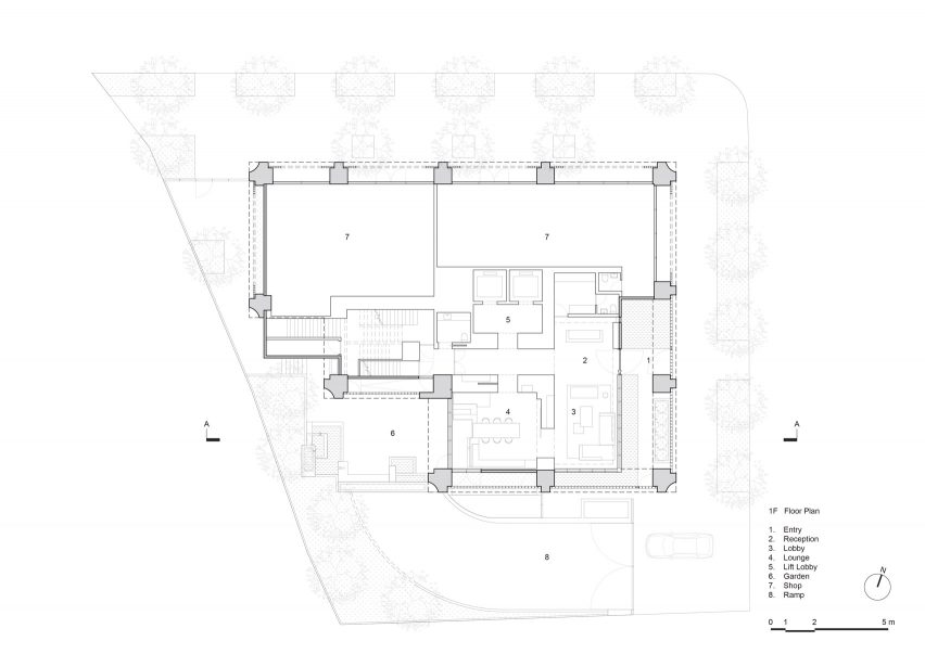 Plan of apartment block by Neri&Hu