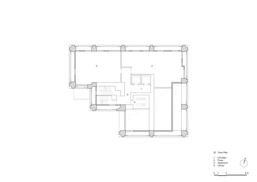 Plan of apartment block by Neri&Hu