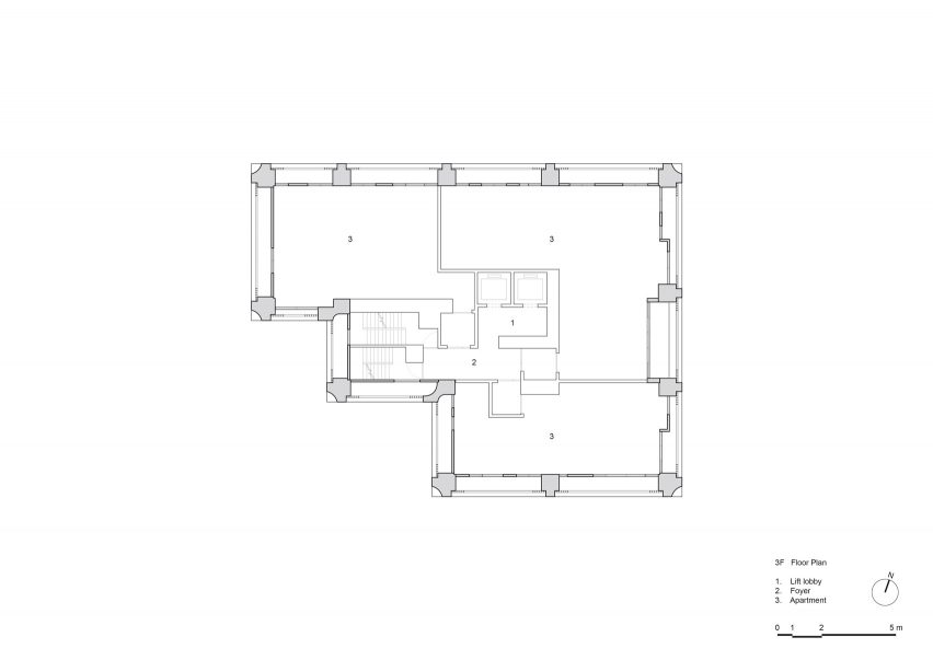 Plan of apartment block by Neri&Hu