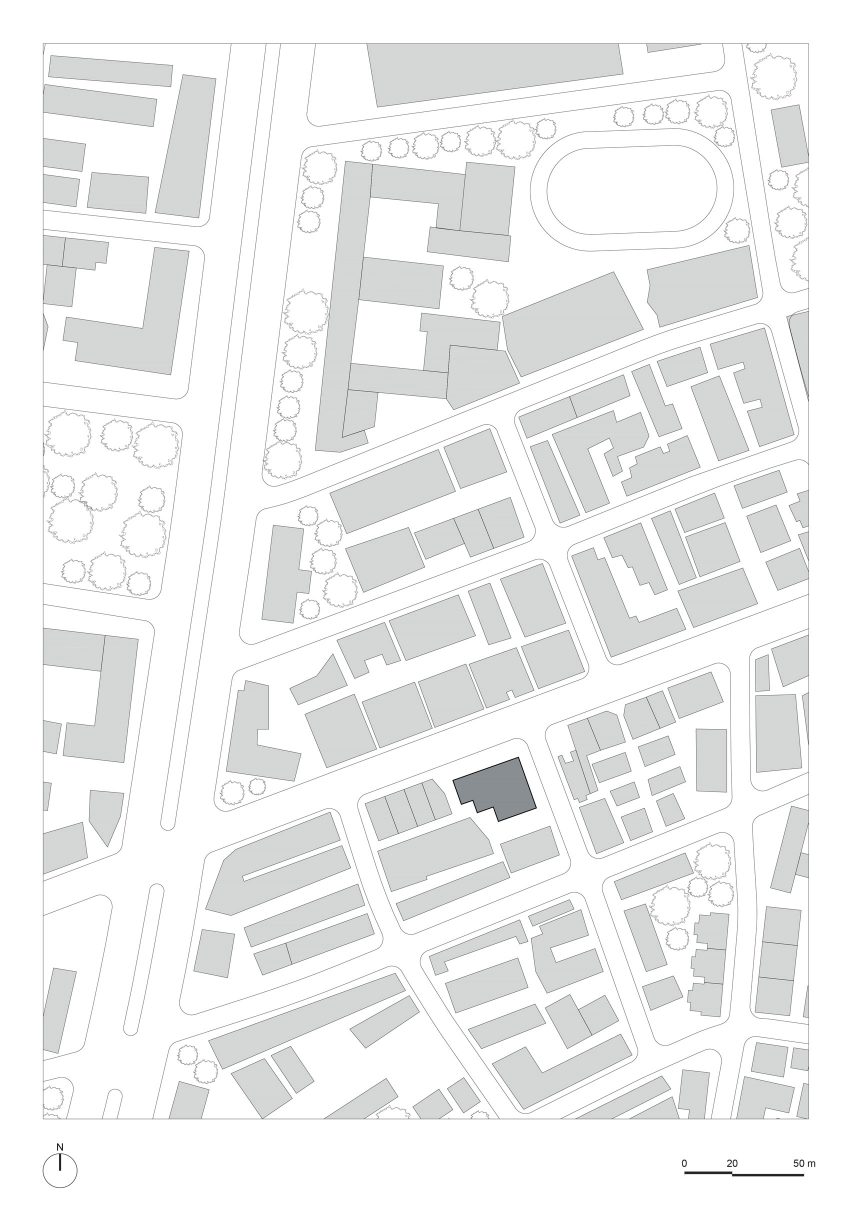 Site plan of apartment block by Neri&Hu
