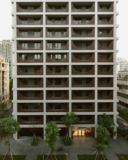 Gridded facade