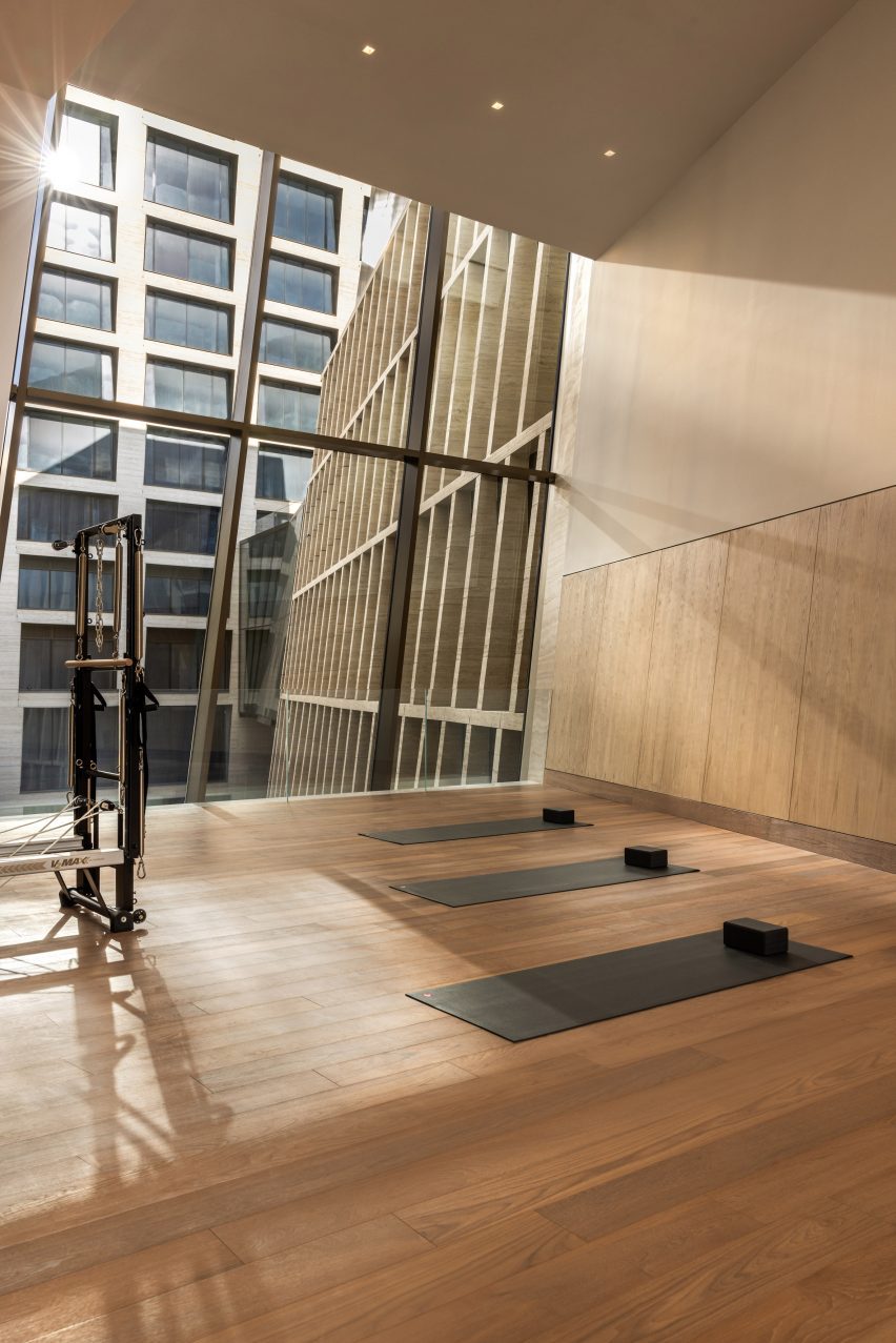 A gym with mats