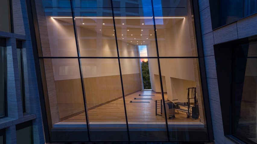 Window looking into gym space