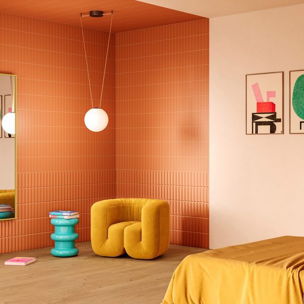 Interior design display with tones of yellow and orange