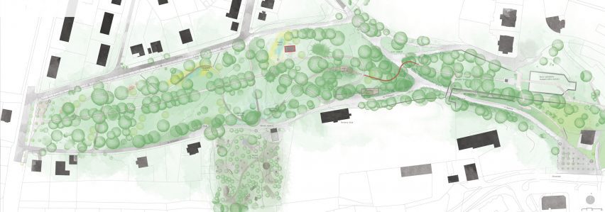 Site plan of The Park of Memories by SOA Architekti