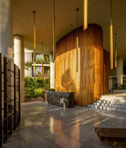 Lobby with wooden core