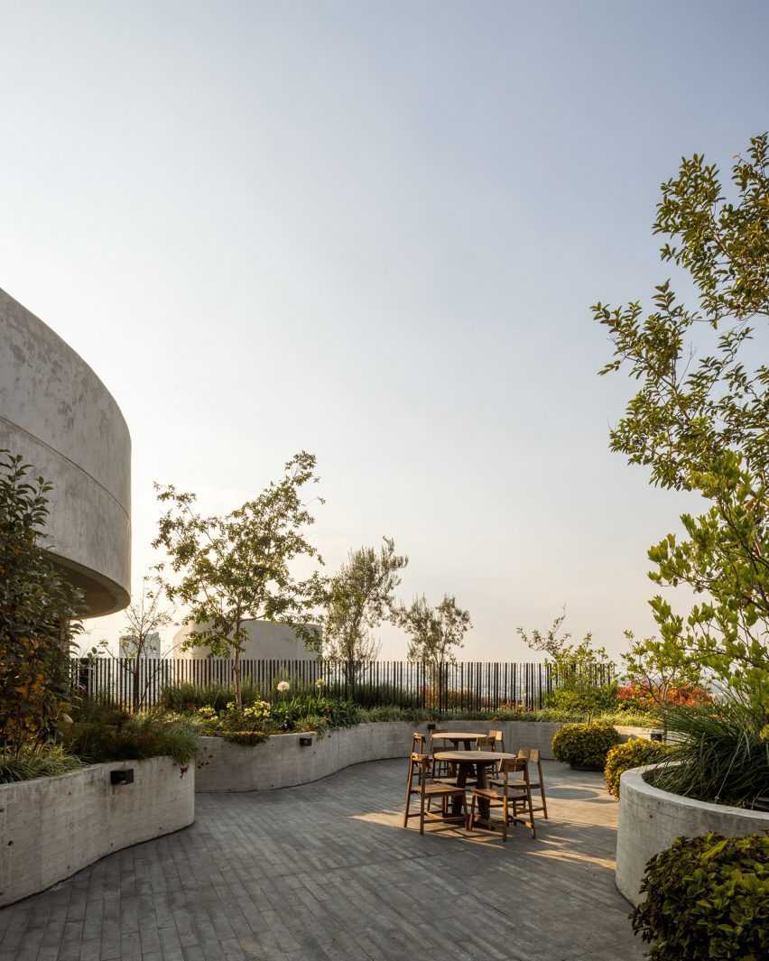 Curved garden on roof