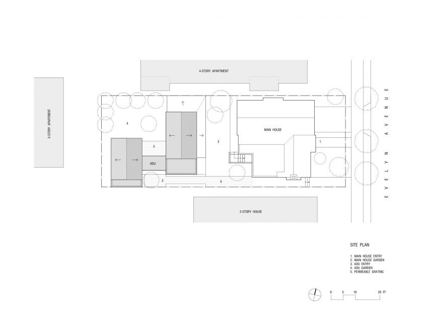 Site Plan of Evelyn ADU by 3R Studio