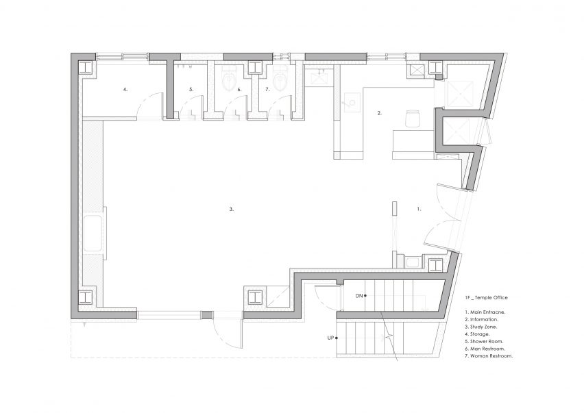 Temple Office plan of Bohyun Buddhist Meditation Centre by Design by 83