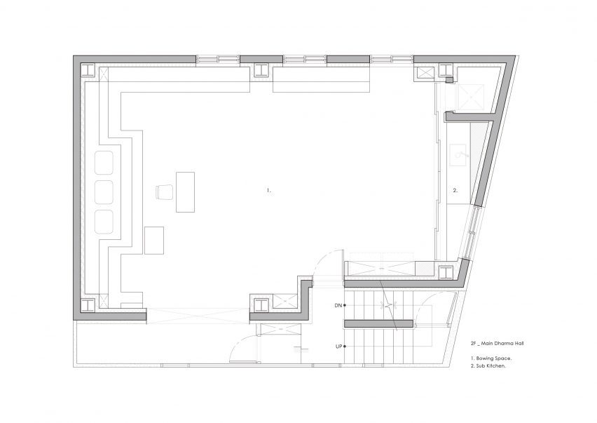 Main Dharma Hall plan of Bohyun Buddhist Meditation Centre by Design by 83