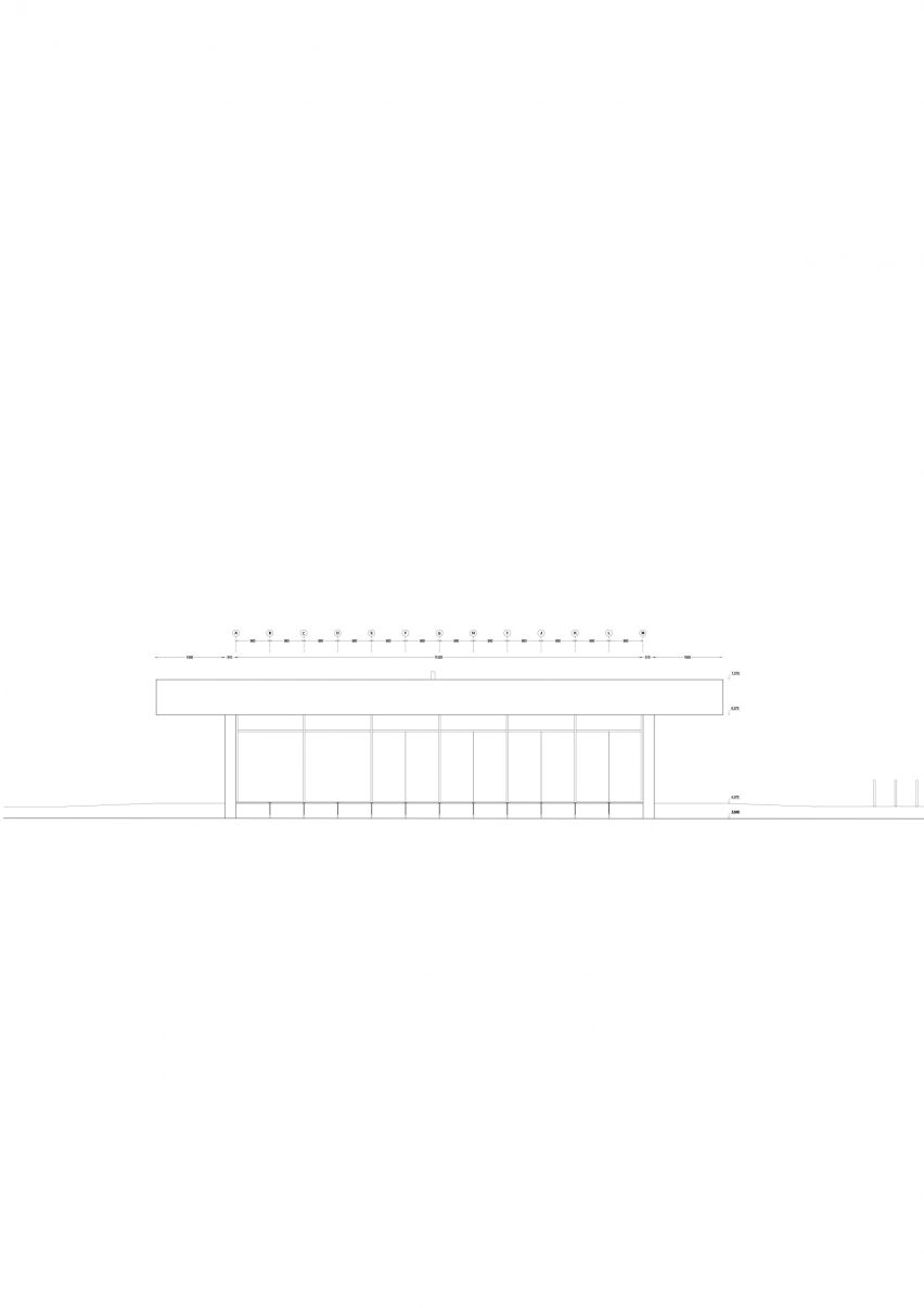 Elevation of Brunstranda Service Centre by Jørgen Tandberg Architecture and Vatn Architecture