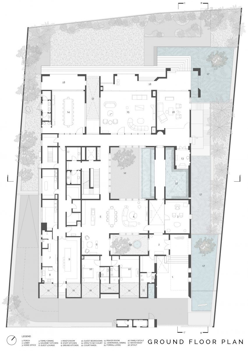 Plan of House of Courtyards by Studio VDGA