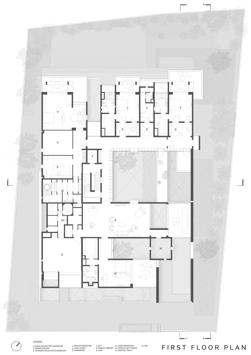 Plan of House of Courtyards by Studio VDGA