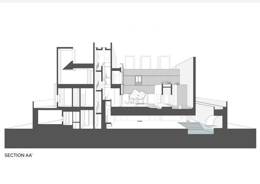 Section of House of Courtyards by Studio VDGA