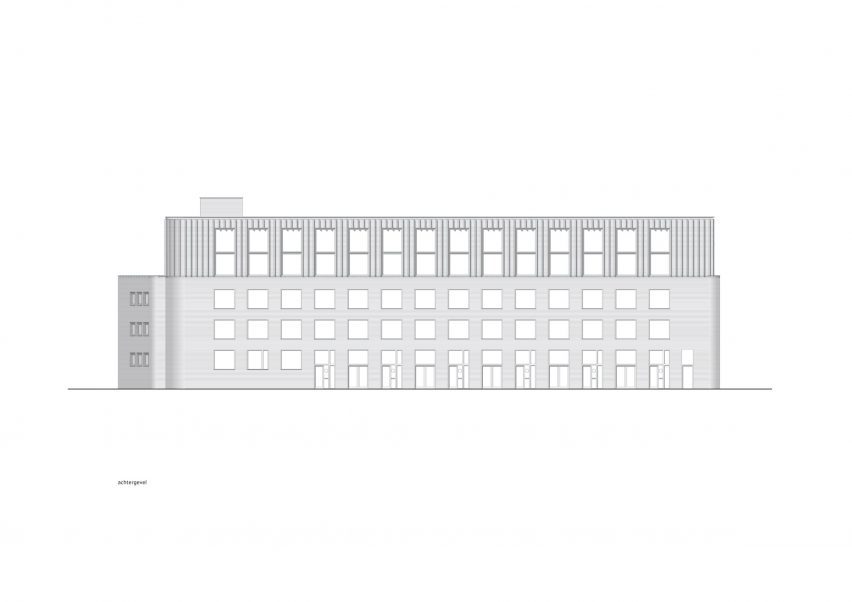 Elevation of Miller Apartment Building by Martens Willems & Humblé Architecten