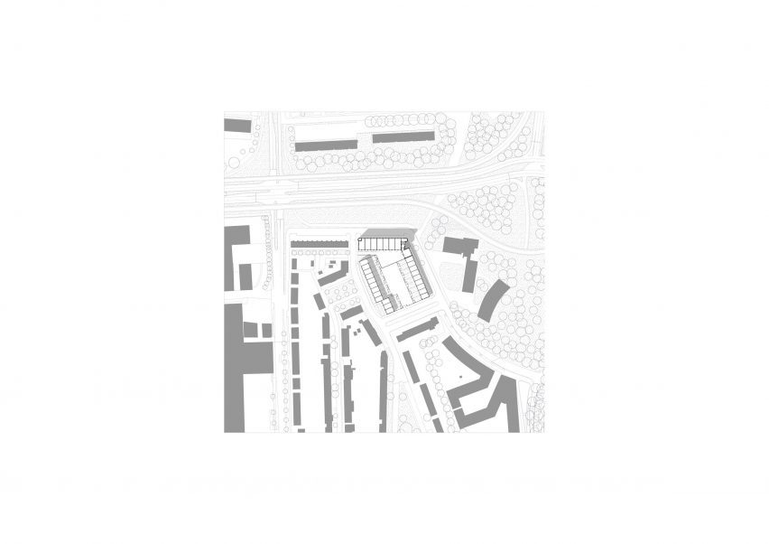 Site plan of Miller Apartment Building by Martens Willems & Humblé Architecten