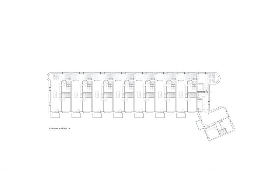 Plan of Miller Apartment Building by Martens Willems & Humblé Architecten
