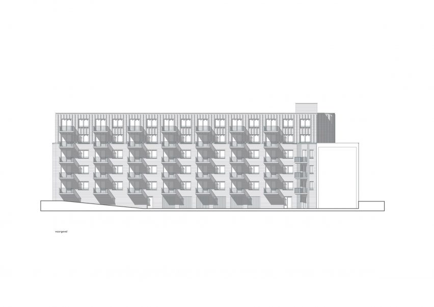 Elevation of Miller Apartment Building by Martens Willems & Humblé Architecten
