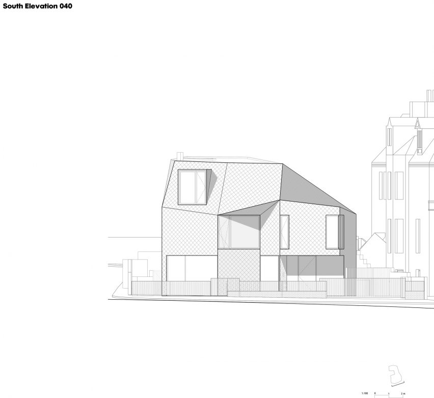 Elevation of Mesh House by Alison Brooks Architects