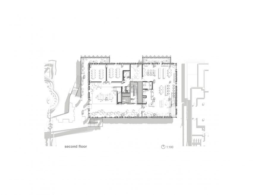 Plan of University of Melbourne Student Pavilion by KoningEizenberg