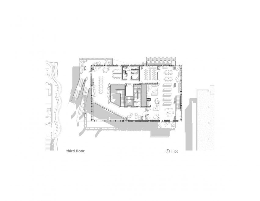 Plan of University of Melbourne Student Pavilion by KoningEizenberg