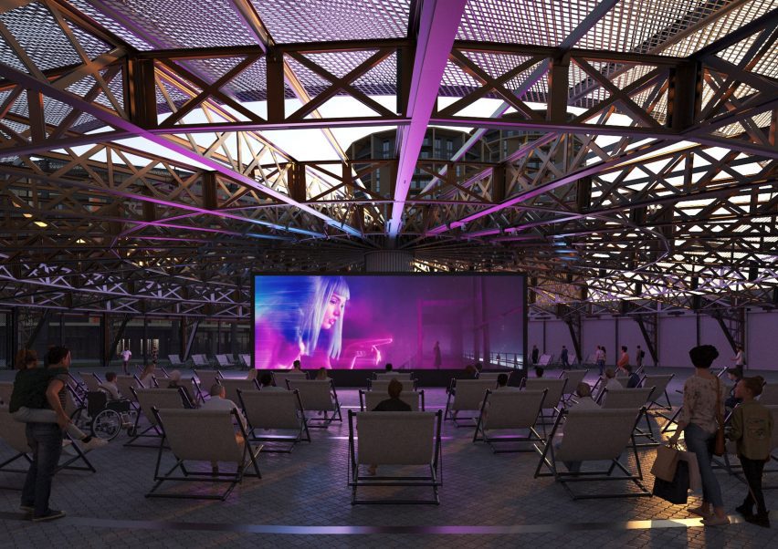 Community hub in a gas holder substructure