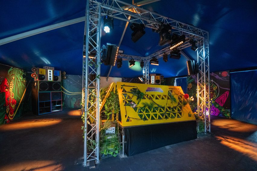 Arrivals stage by Going South, Dialled In and Daytimers at Shangri-La Glastonbury 2024