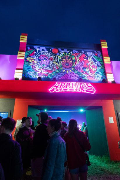 Arrivals stage by Going South, Dialled In and Daytimers at Shangri-La Glastonbury 2024