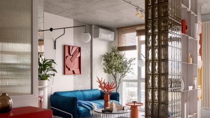 Open plan living area Suprematism apartment