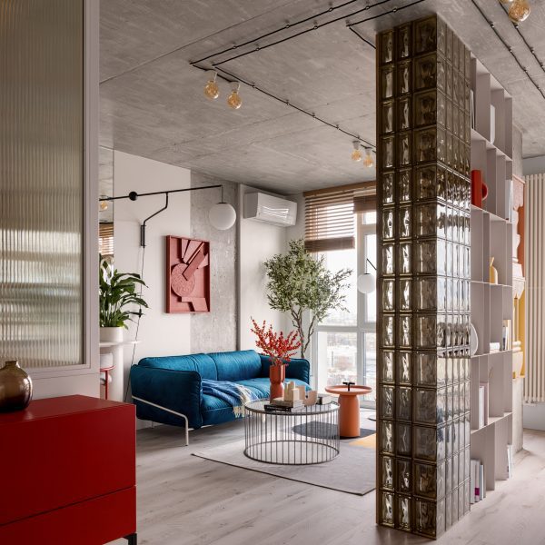 Open plan living area Suprematism apartment