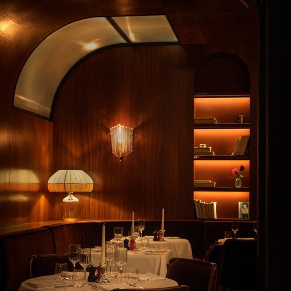 Wood panelled dining room
