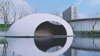 White egg-shaped pavilion in China