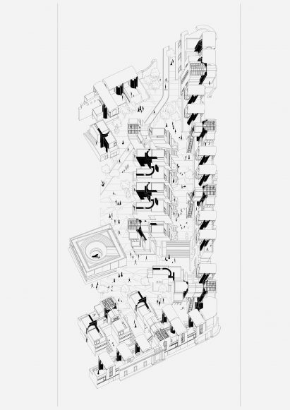 A line drawing of an architectural plan in black and white.