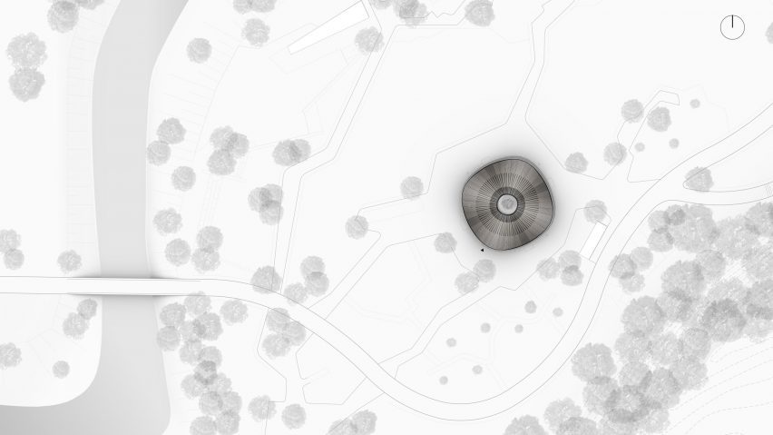 Site plan of Hybrid Flax Pavilion by the University of Stuttgart