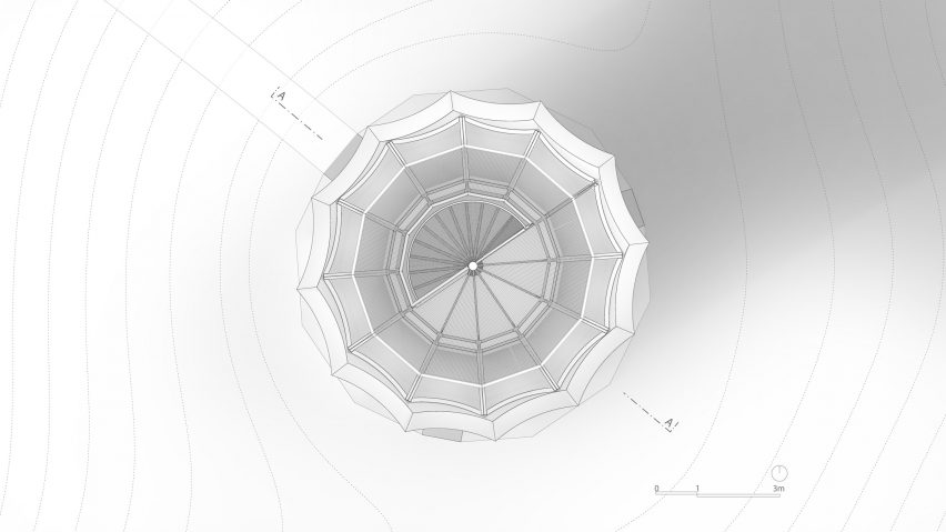 Upper section plan of Wangen Tower by the University of Stuttgart