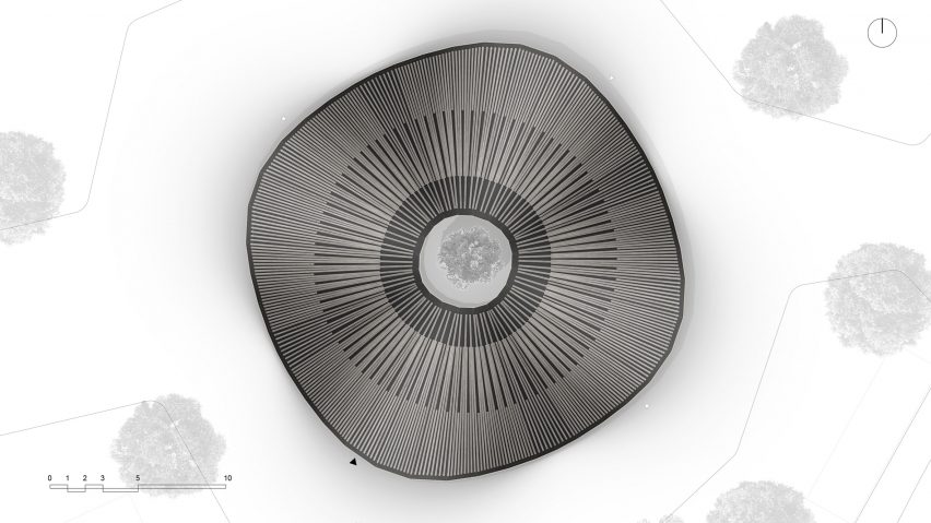Roof plan of Hybrid Flax Pavilion by the University of Stuttgart