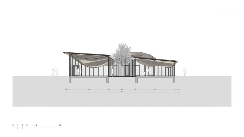 Section of Hybrid Flax Pavilion by the University of Stuttgart