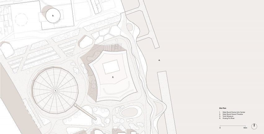 Site plan of West Bund Art Center by Schmidt Hammer Lassen