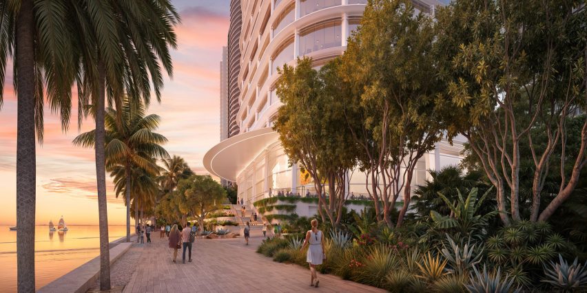 Walkway outside Miami skyscraper
