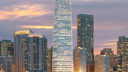 Miami skyscraper at night